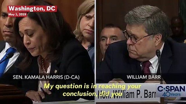 Kamala Harris Grills Barr And Gets Him To Admit He Didn't Review Underlying Evidence In Mueller Report