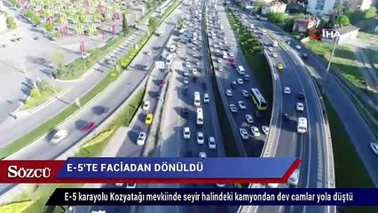 E-5’te faciadan dönüldü! Dev camlar bir anda yola savrulunca…