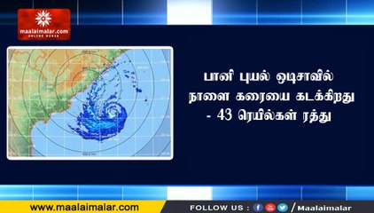 பானி புயல் ஒடிசாவில் நாளை கரையை கடக்கிறது- 43 ரெயில்கள் ரத்து