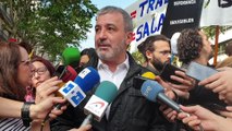 Jaume Collboni (PSC) atiende a los medios durante la jornada del 1 de mayo