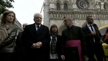 Presidente italiano visita Notre-Dame