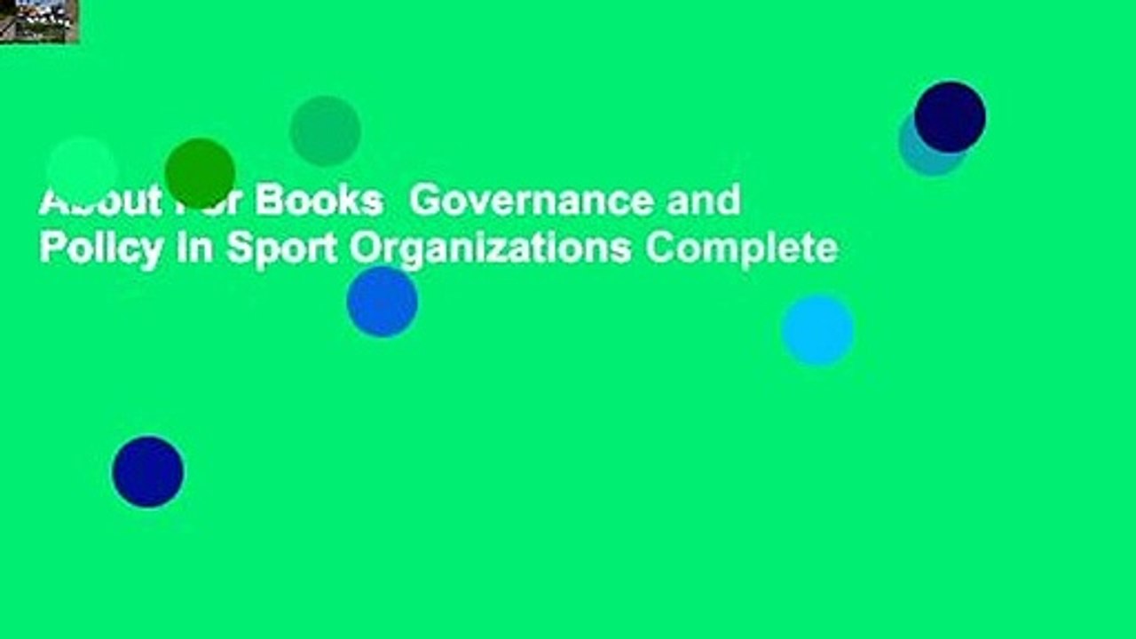 About For Books  Governance and Policy in Sport Organizations Complete