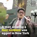 Man Wearing Swastika Gets Egged in New York City |NowThis