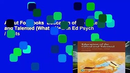 About For Books  Education of the Gifted and Talented (What s New in Ed Psych / Tests