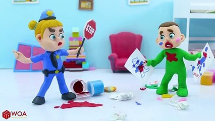 LUKA BABY POLICE STOPS UNTIDY BEHAVIOR  Play Doh Cartoons Stop Motion