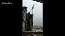 Moment crane is toppled by strong winds from Cyclone Fani