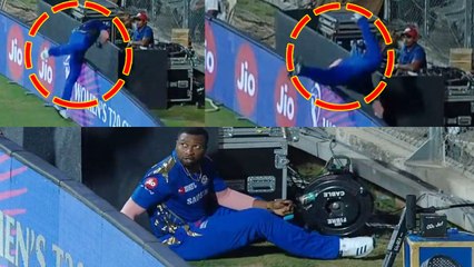 IPL 2O19: Kieron Pollard falls dangerously trying to save a boundary during MI vs SRH clash|वनइंडिया