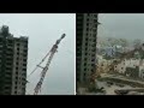 Le cyclone Fani fait s'effondrer une grue sur des bâtiments en Inde