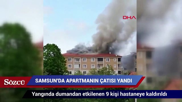 Apartmandaki çatı yangınında 9 kişi dumandan etkilendi