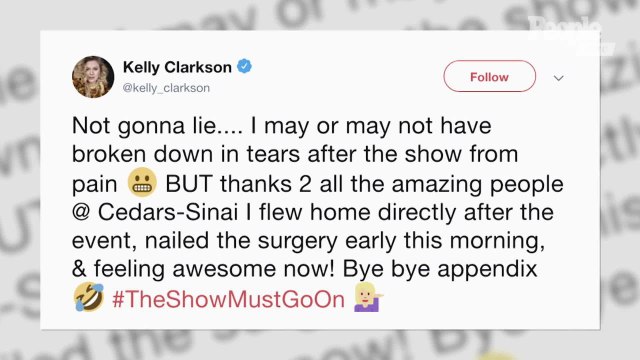 Kelly Clarkson Undergoes Surgery to Remove Her Appendix Hours After Hosting Billboard Music Awards
