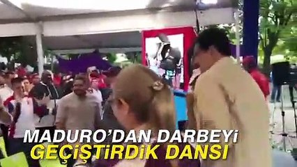 Darbecilere karşı zafer kazanan Maduro'dan dans!