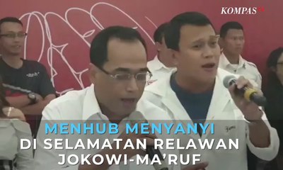 Menhub Budi Karya Menyanyi di Selamatan Relawan Jokowi-Ma'ruf