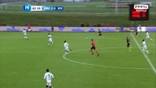Enorme occasion de JARJU dans la surface mais sa frappe est contré par un défenseur de Cholet.