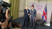 Prime Mister Boris Johnson meets Justin Trudeau at the G7 summit.