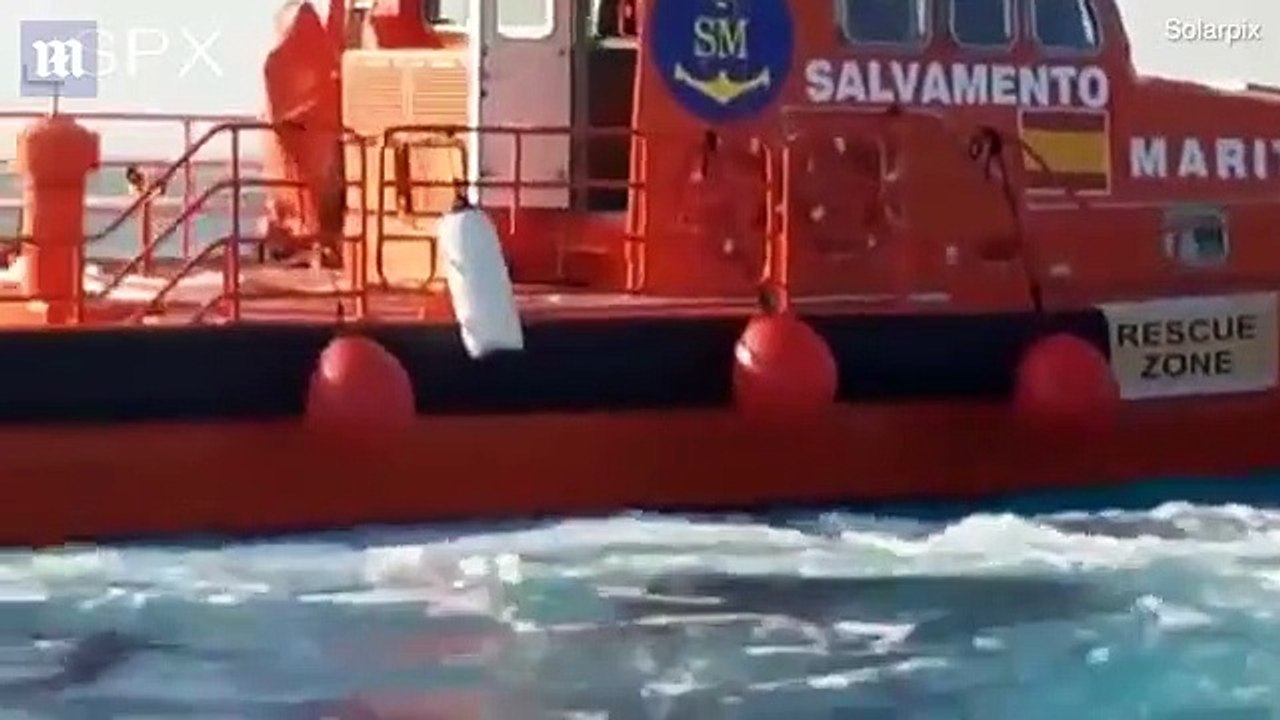 Footage shows luxury yacht going up in flames off Majorca