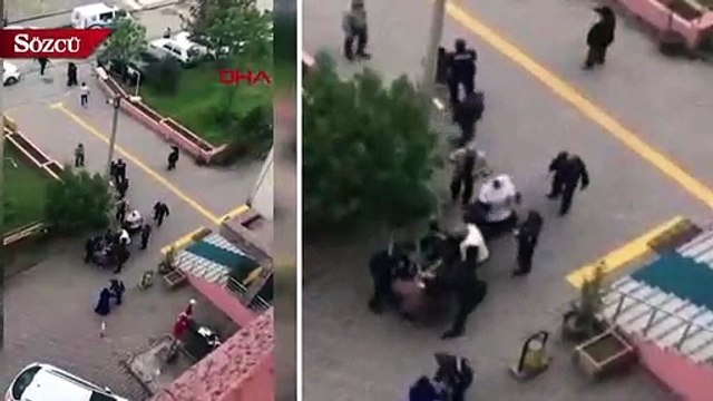 Adliye önünde saç saça baş başa kavga