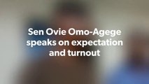 Senator Ovie Omo-Agege speaks on expectations after casting his vote. Akpokon...