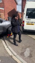 Disabled Man Clamps Car Parked on the Curb