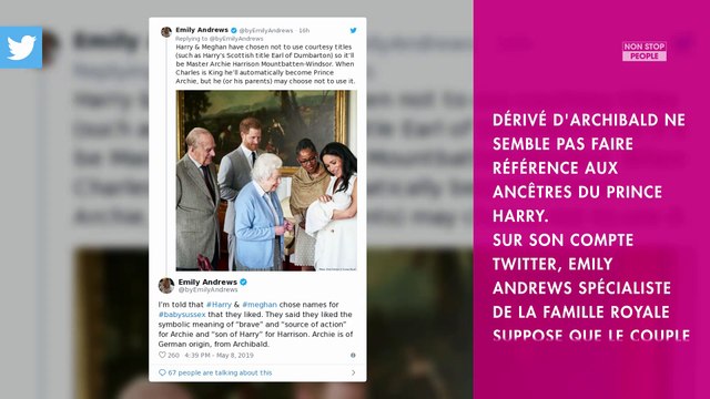 Archie Harrison : Les origines du prénom du royal baby d'Harry et Meghan