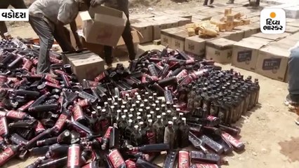 પ્રોહિબિશનના કેસોમાં પકડાયેલા 51.88 લાખના દારૂ પર બુલડોઝર ફેરવીને નાશ કરાયો