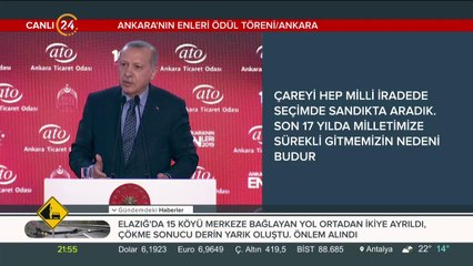 Başkan Erdoğan, Ankara'nın Enleri Ödül Töreni'nde konuşma yapıyor