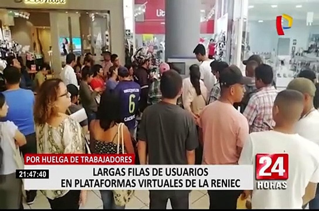 Largas filas en plataformas virtuales de Reniec por huelga de trabajadores