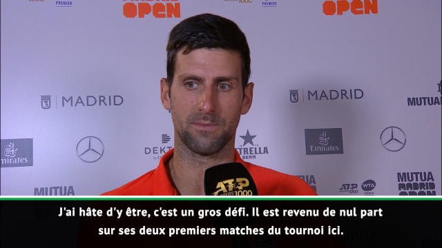 Madrid - Djokovic : Un gros défi contre Cilic