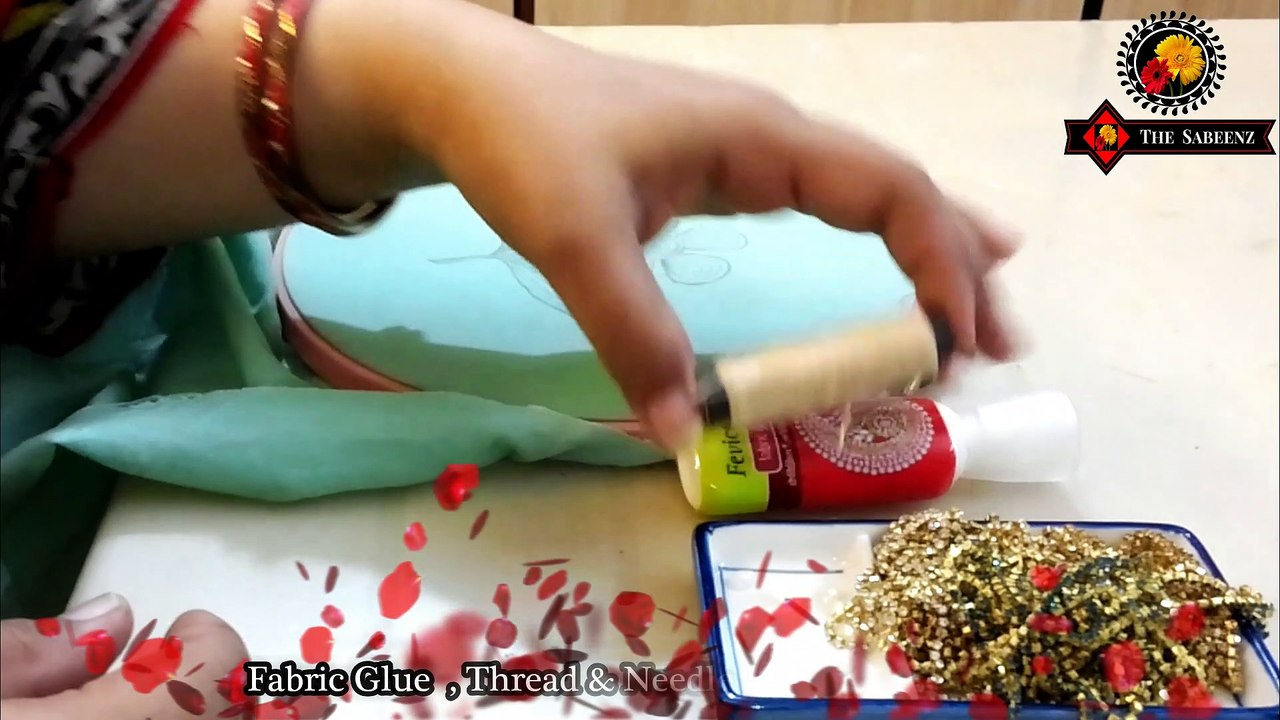 stones chain work for party dress step by step tutorial