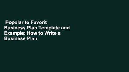 Popular to Favorit  Business Plan Template and Example: How to Write a Business Plan: Business