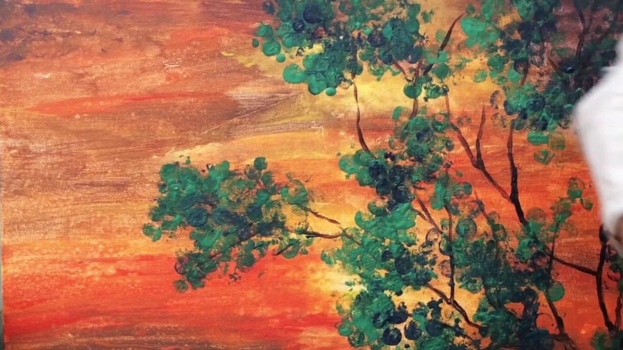 Acrylic Painting Tutorial for beginners/How to paint an impressionistic Sunset