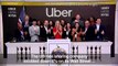 Uber CEO Dara Khosrowshahi rings the bell at the New York Stock Exchange
