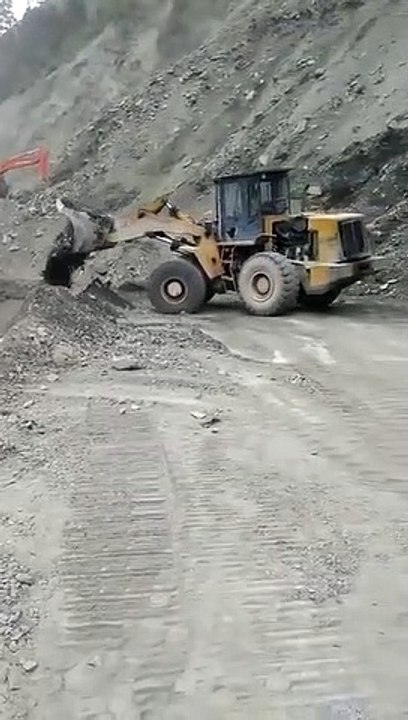 Highway road blocked-big Land sliding