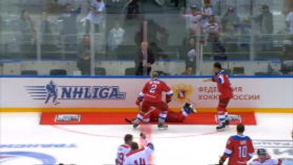 Russian President Putin takes tumble after eight-goal performance