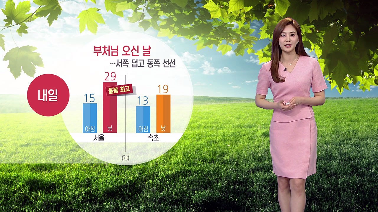 [날씨] 내일 석가탄신일...서쪽 덥고 동쪽 선선 / YTN