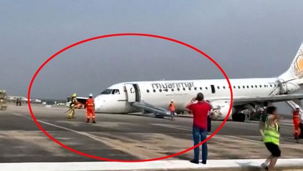 미얀마항공 여객기, 앞바퀴 없이 비상착륙 / YTN