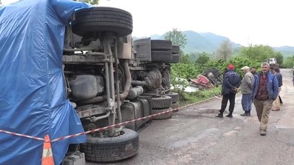 Köprü Kirişi Yüklü Tır Fındık Bahçesine Devrildi: 1 Yaralı - Ordu