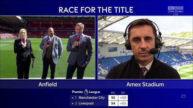 Gary Neville jokes with Jamie Carragher about his ideal Premier League title situation
