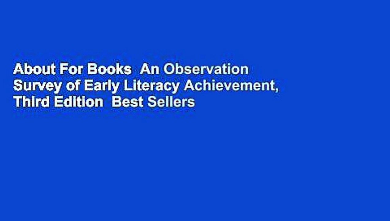 About For Books  An Observation Survey of Early Literacy Achievement, Third Edition  Best Sellers