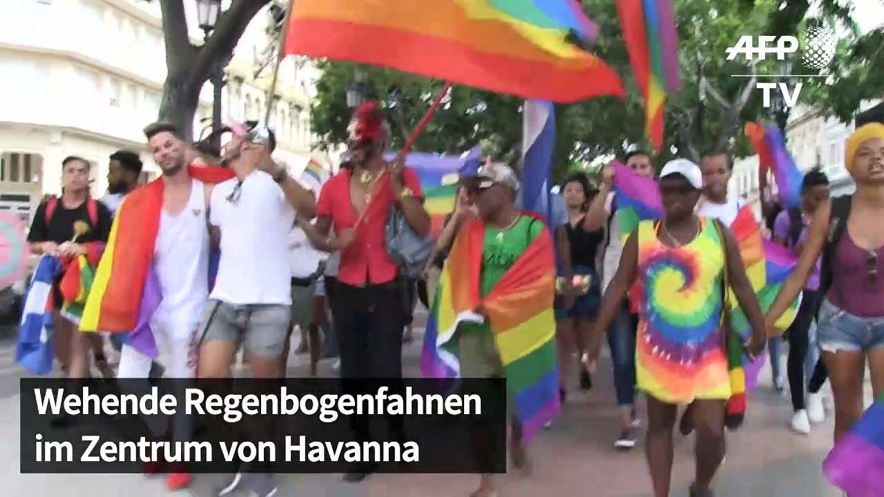 Mit wehenden Regenbogenfahnen durch Havanna