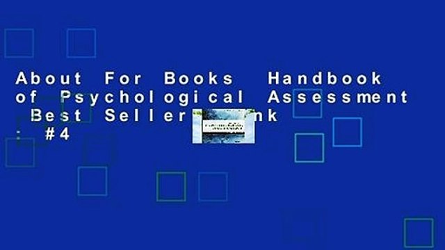 About For Books Handbook of Psychological Assessment Best Sellers Rank : #4