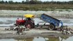 Tractor Stuck in Sandy River - Tractor Moving in Difficult Place(1)