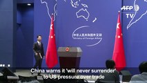 China 'won't surrender' to pressure in US trade war