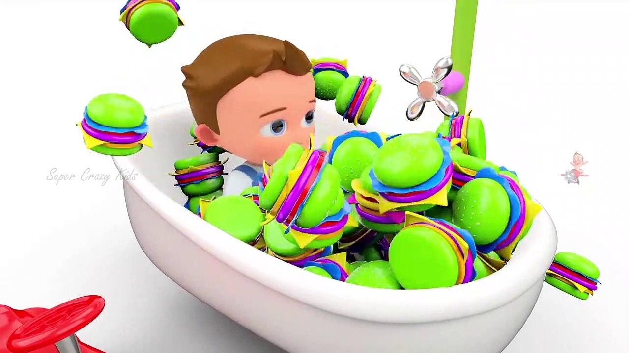 Burgers Bath Tub - Little Fun Shower Bath with Color Burgers 3D - Learn Colors for Children Kids