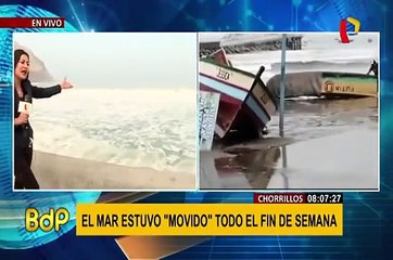 Download Video: Chorrillos: fuerte oleaje derriba muro de contención en playa La Herradura