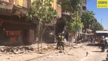 Se desploma la fachada de un bloque de viviendas en Carabanchel