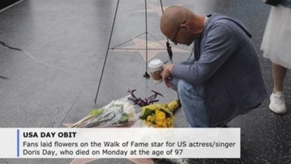 Fans lay flowers for Hollywood legendary actress Doris Day