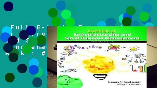 Full E-book Essentials of Entrepreneurship and Small Business Management Best Sellers Rank : #1