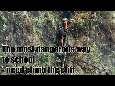 [Children] The most dangerous way to school - need climb the cliff | More China