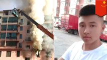 Teen rescues 14 people from fire with construction crane in China