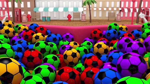 Learn Colors with Construction Vehicle and Excavator Build Garage Toys Soccer Ball Slide for Kids